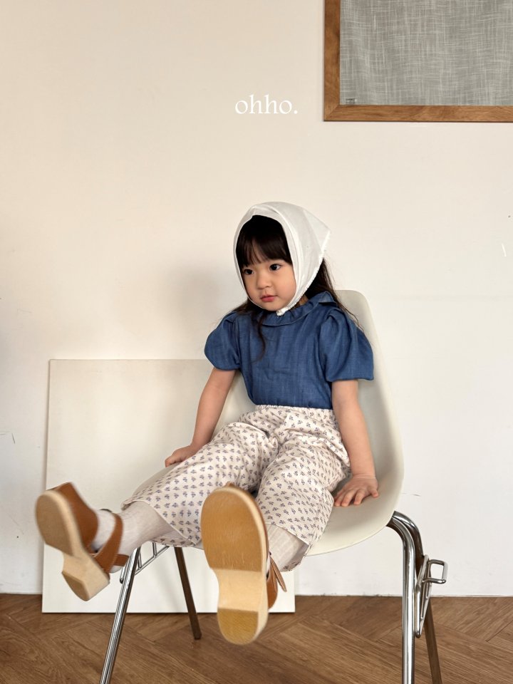 [ohho] Denim frill Blouse_2colors