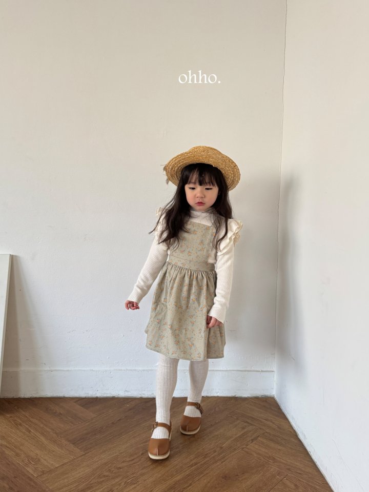 [ohho] Floral Suspender Skirt_2colors