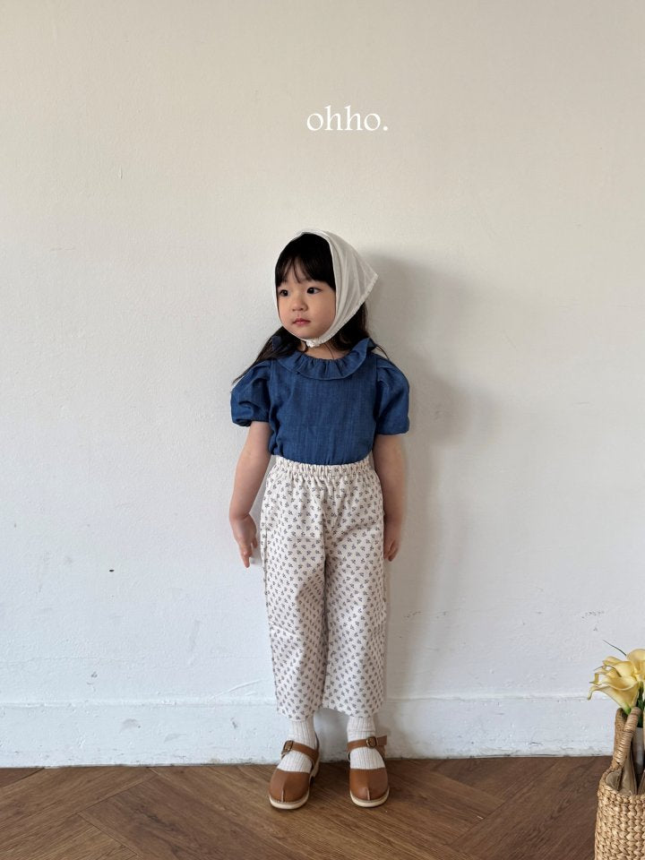 [ohho] Denim frill Blouse_2colors