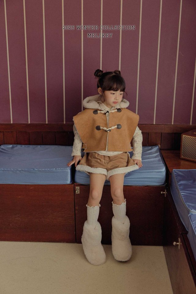 [melikey] Shearling Hooded Cape_Brown