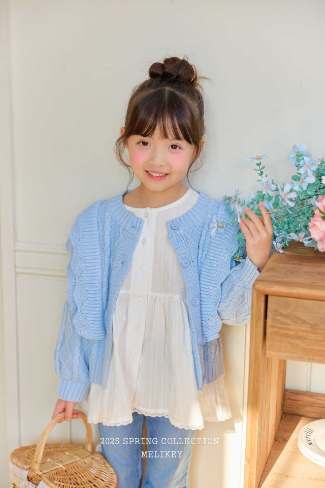 [melikey] Pastel Frill Cardigan_Skyblue