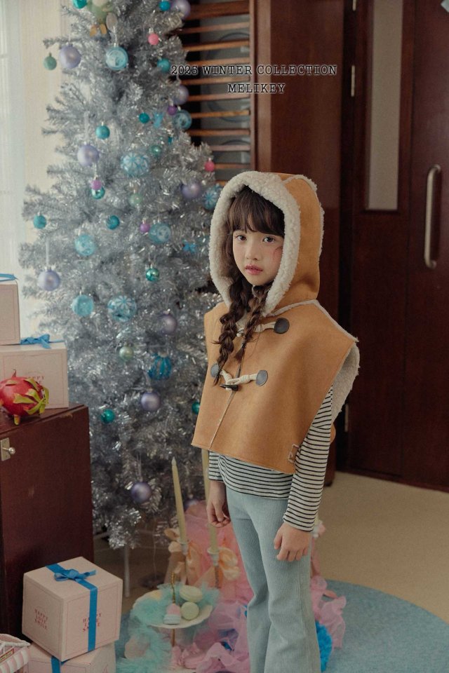 [melikey] Shearling Hooded Cape_Brown