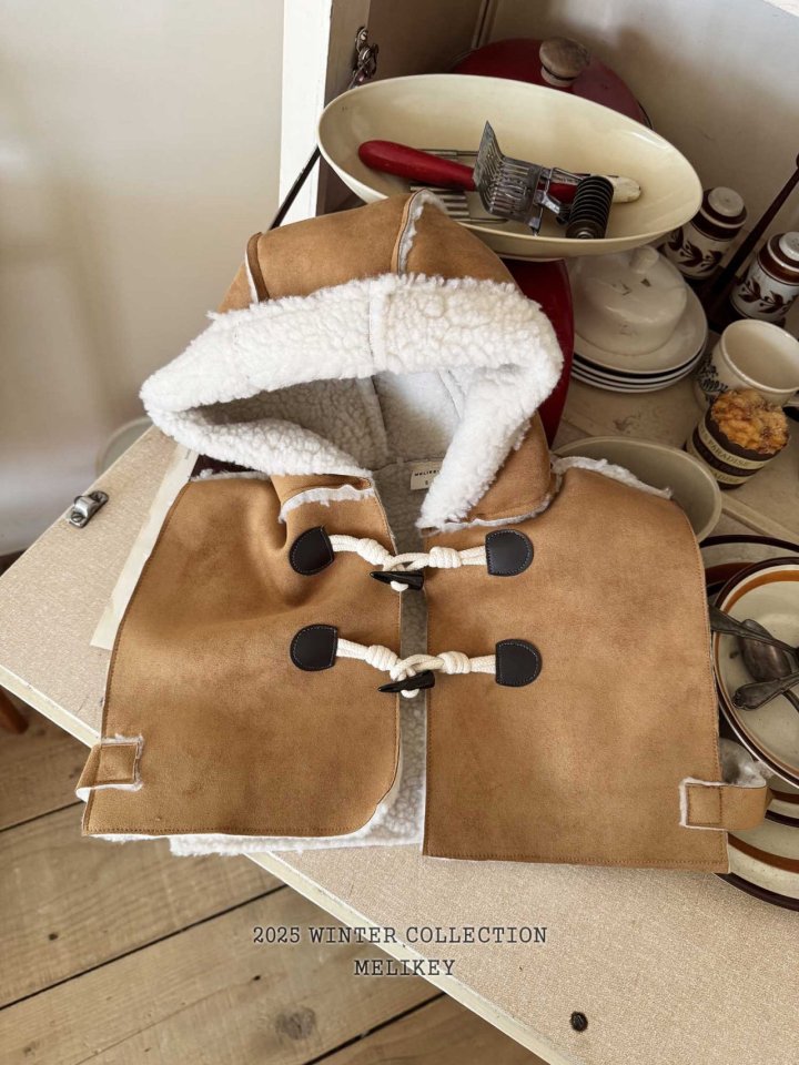 [melikey] Shearling Hooded Cape_Brown