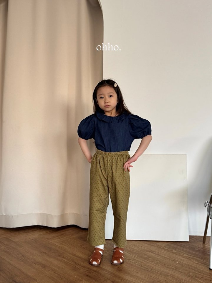 [ohho] Denim frill Blouse_2colors