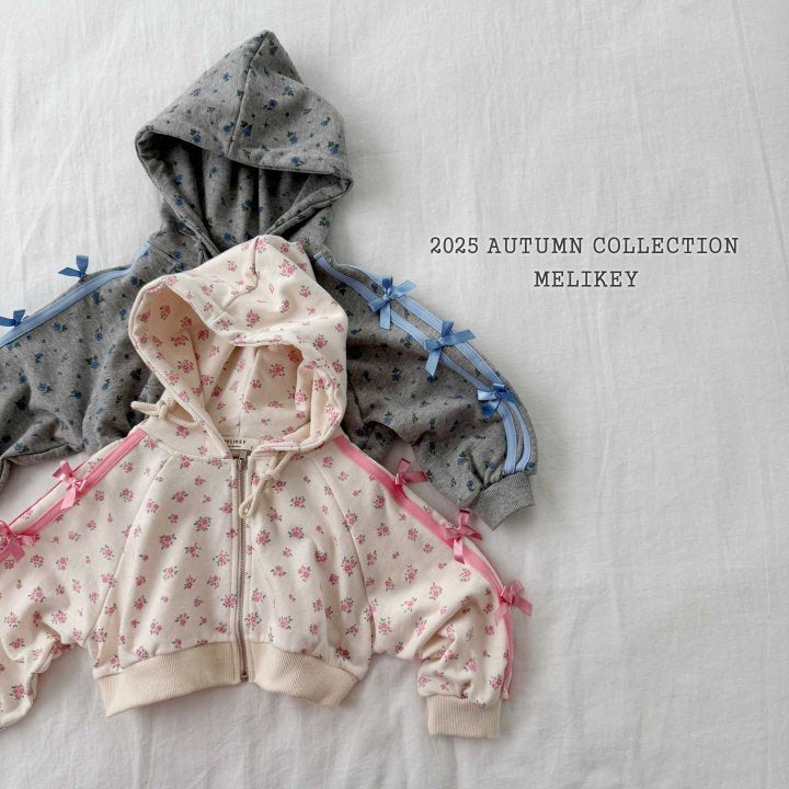 [melikey] Flower Ribbon Hoodie Zip-up_2colors