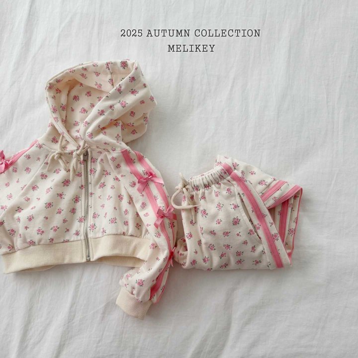 [melikey] Flower Ribbon Hoodie Zip-up_2colors