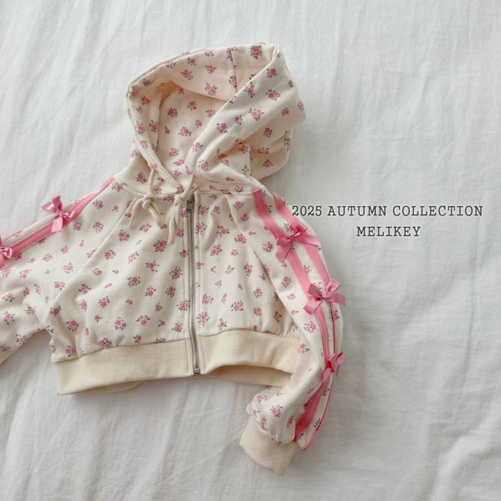 [melikey] Flower Ribbon Hoodie Zip-up_2colors