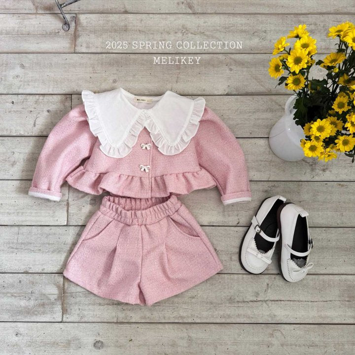 [melikey] Tweed Frill Set-up_Pink