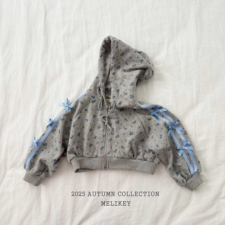 [melikey] Flower Ribbon Hoodie Zip-up_2colors