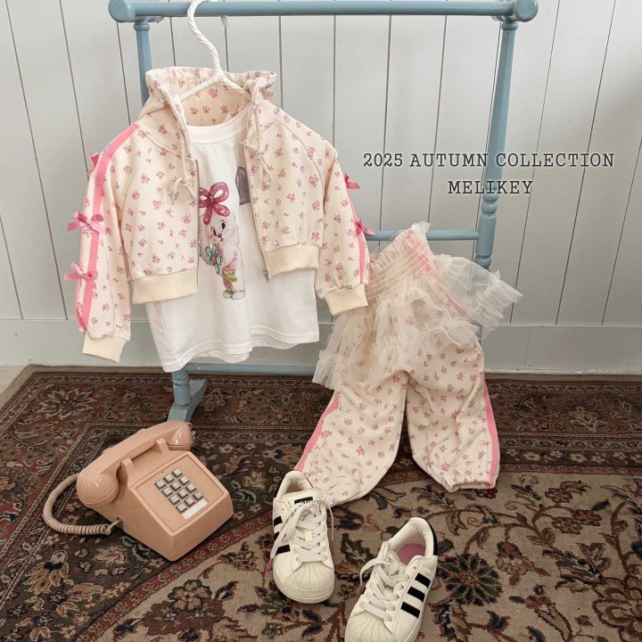 [melikey] Flower Ribbon Hoodie Zip-up_2colors
