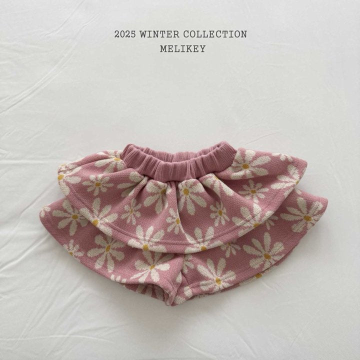 [melikey] Knit Flower Frill Shorts_Pink