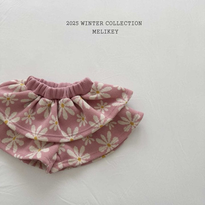 [melikey] Knit Flower Frill Shorts_Pink
