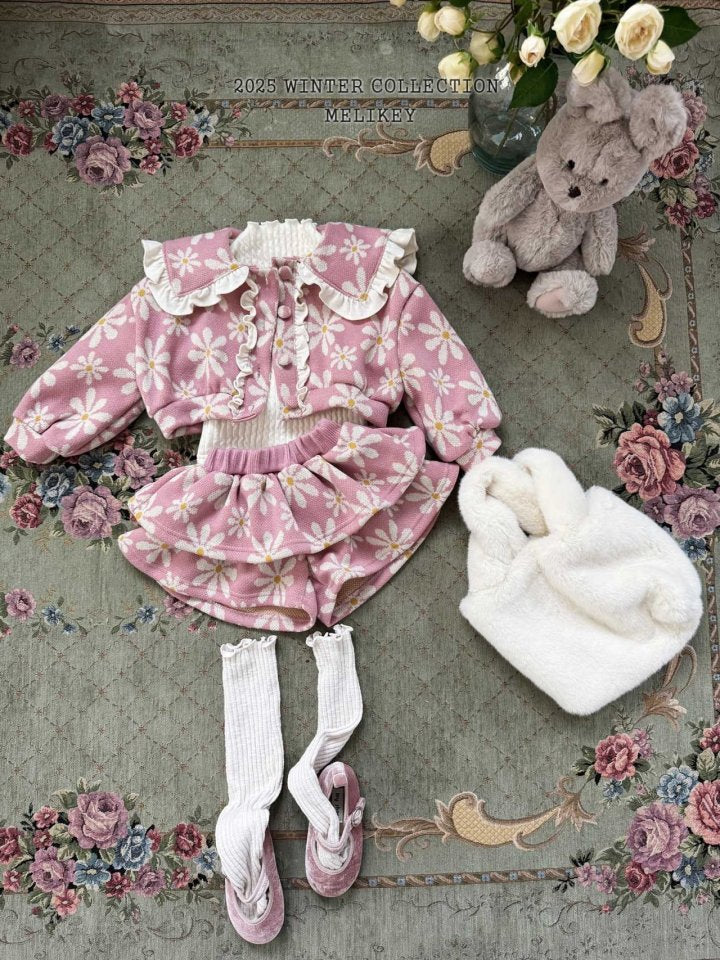 [melikey] Knit Flower Frill Shorts_Pink