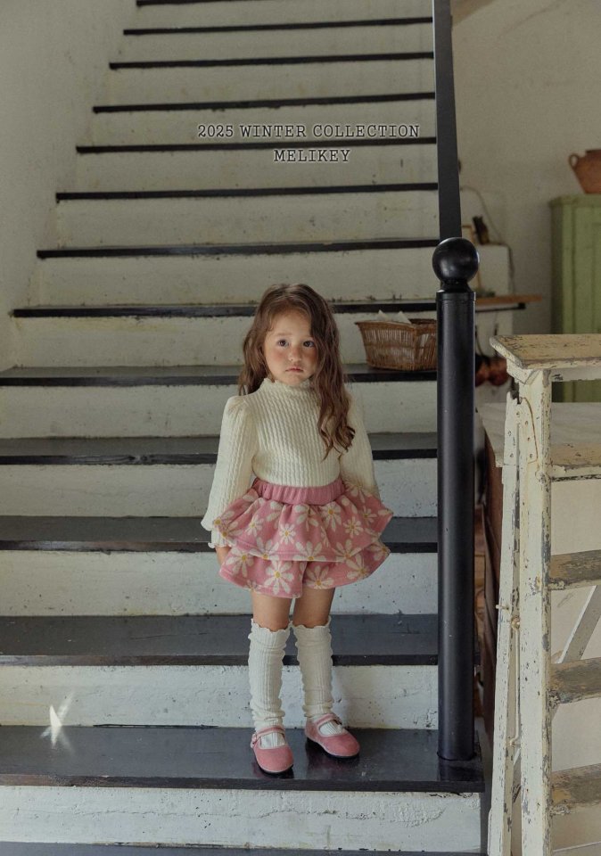 [melikey] Knit Flower Frill Shorts_Pink