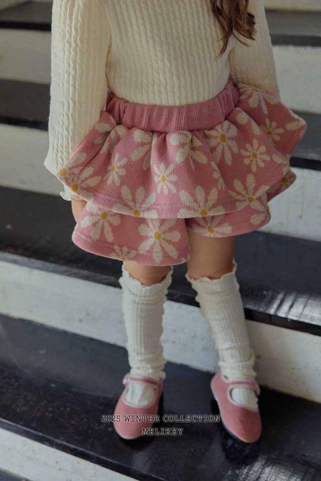 [melikey] Knit Flower Frill Shorts_Pink