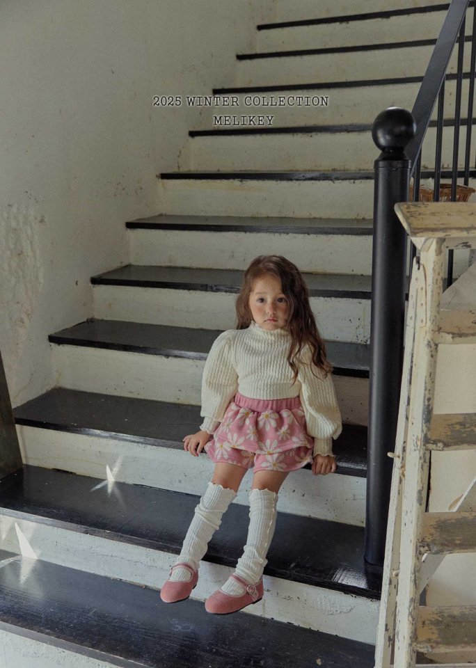 [melikey] Knit Flower Frill Shorts_Pink