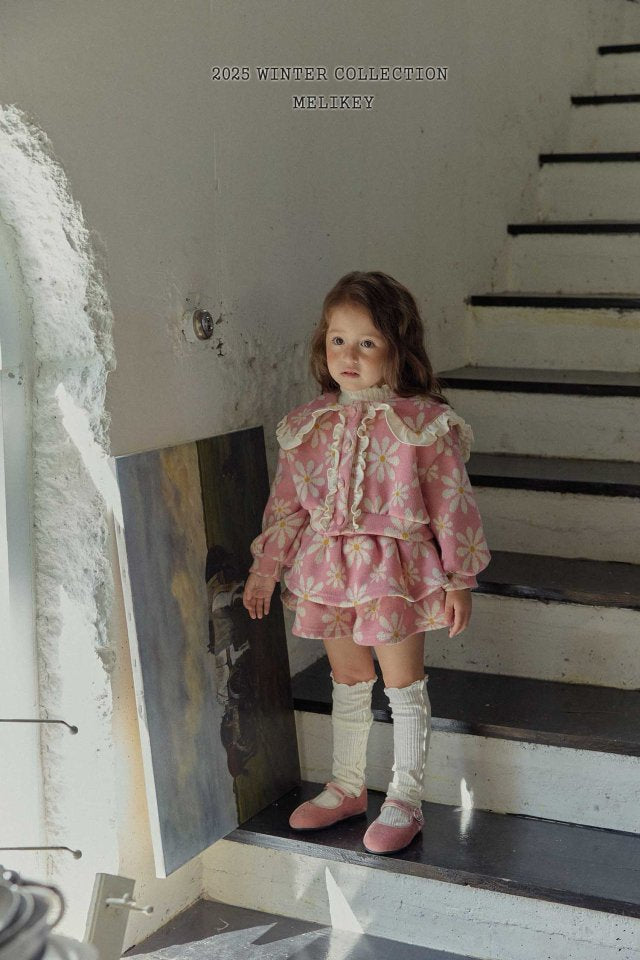 [melikey] Big Flower Frill Cardigan_Pink