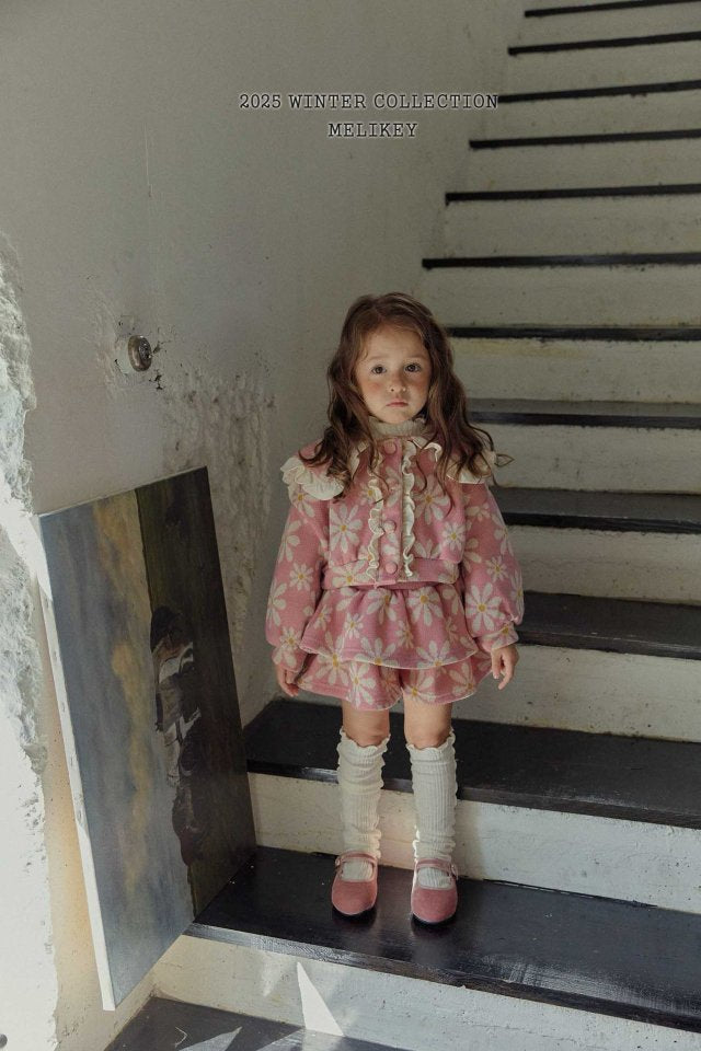 [melikey] Big Flower Frill Cardigan_Pink