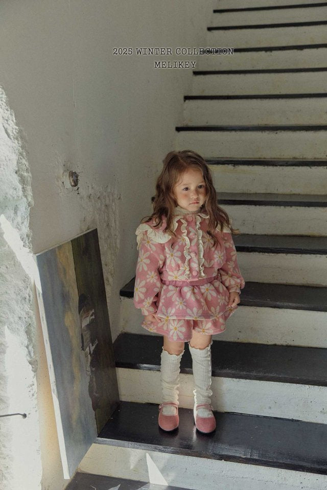 [melikey] Big Flower Frill Cardigan_Pink