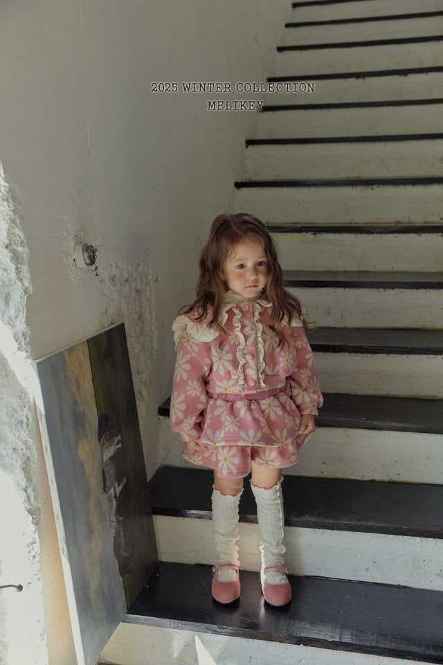 [melikey] Big Flower Frill Cardigan_Pink
