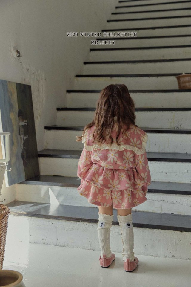 [melikey] Big Flower Frill Cardigan_Pink