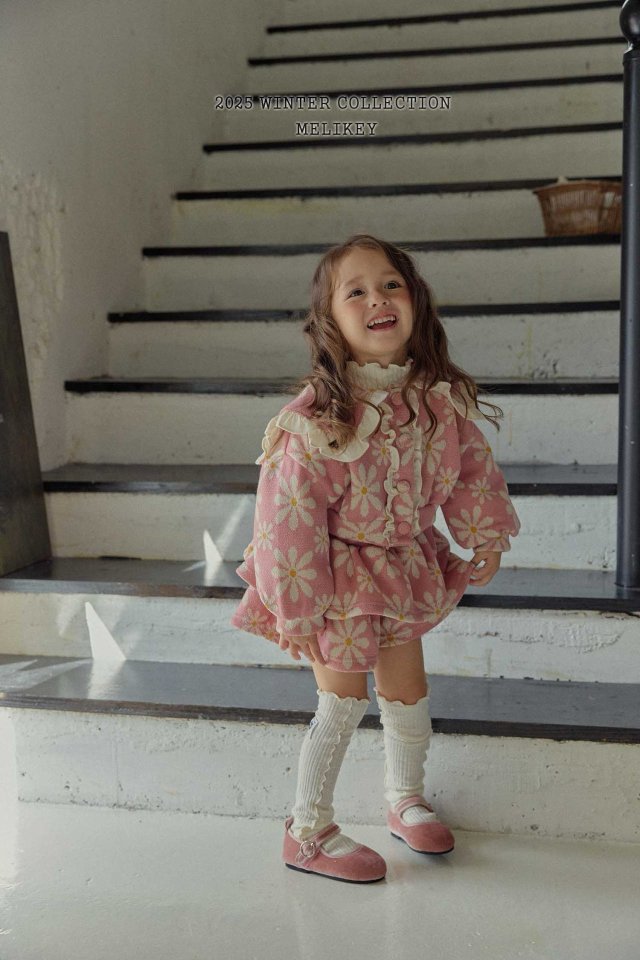 [melikey] Big Flower Frill Cardigan_Pink