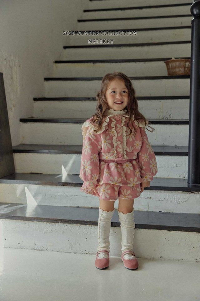 [melikey] Big Flower Frill Cardigan_Pink