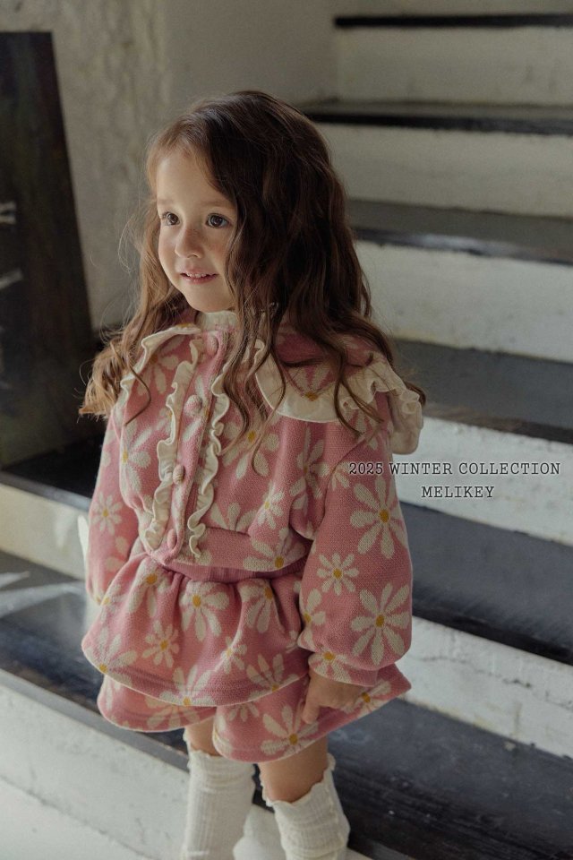 [melikey] Big Flower Frill Cardigan_Pink