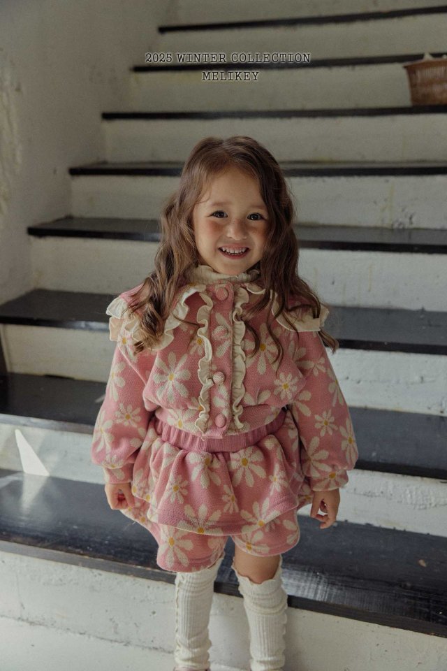 [melikey] Big Flower Frill Cardigan_Pink