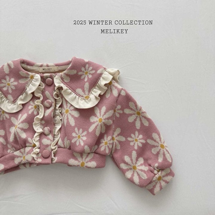 [melikey] Big Flower Frill Cardigan_Pink
