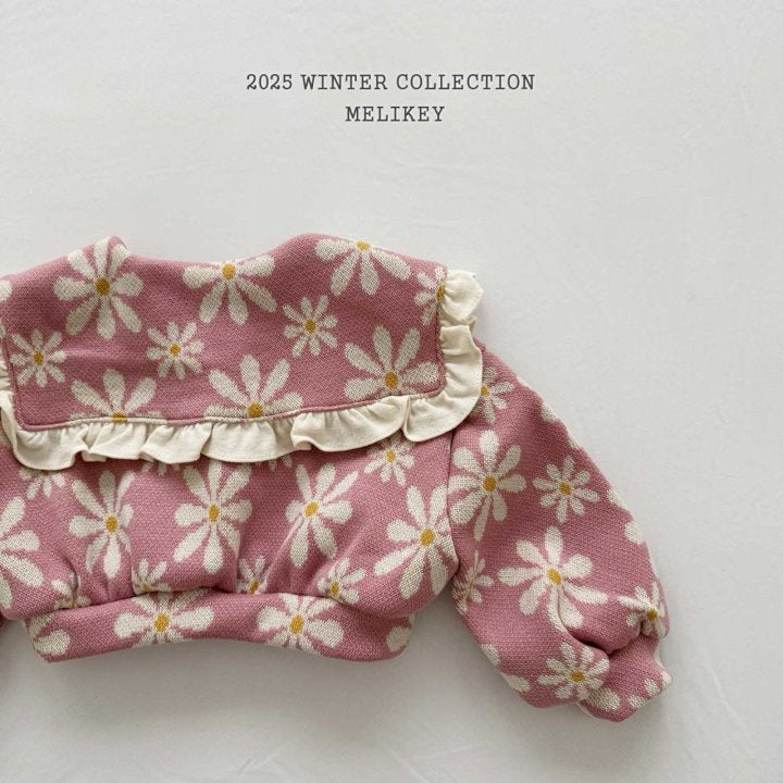 [melikey] Big Flower Frill Cardigan_Pink