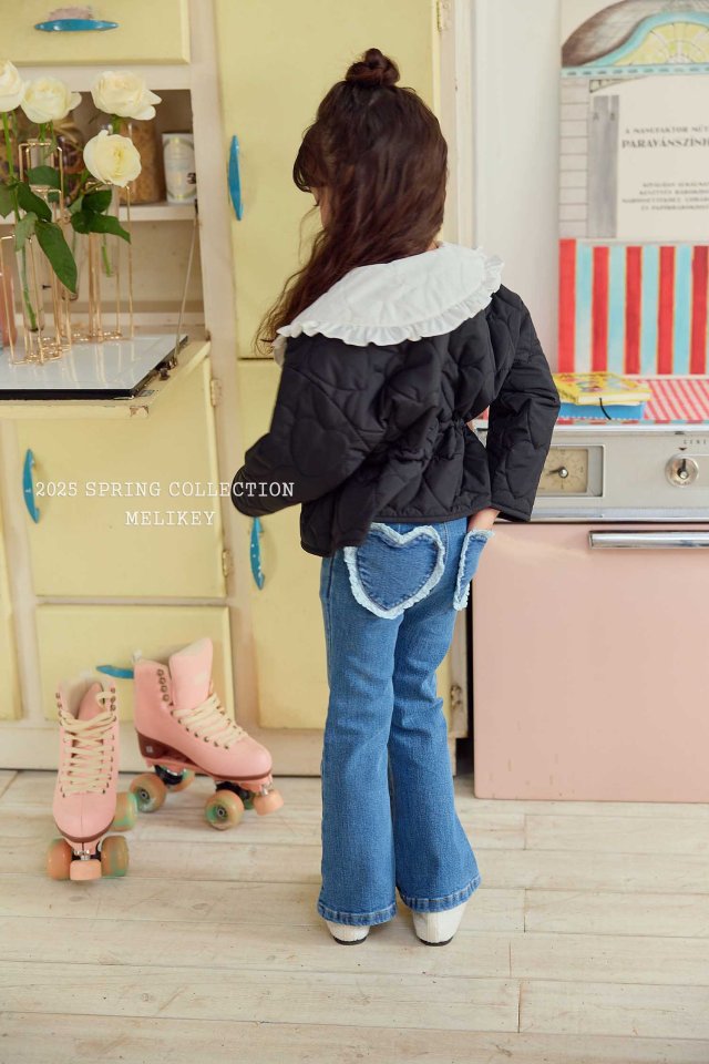 [melikey] Heart Denim Flare Pants