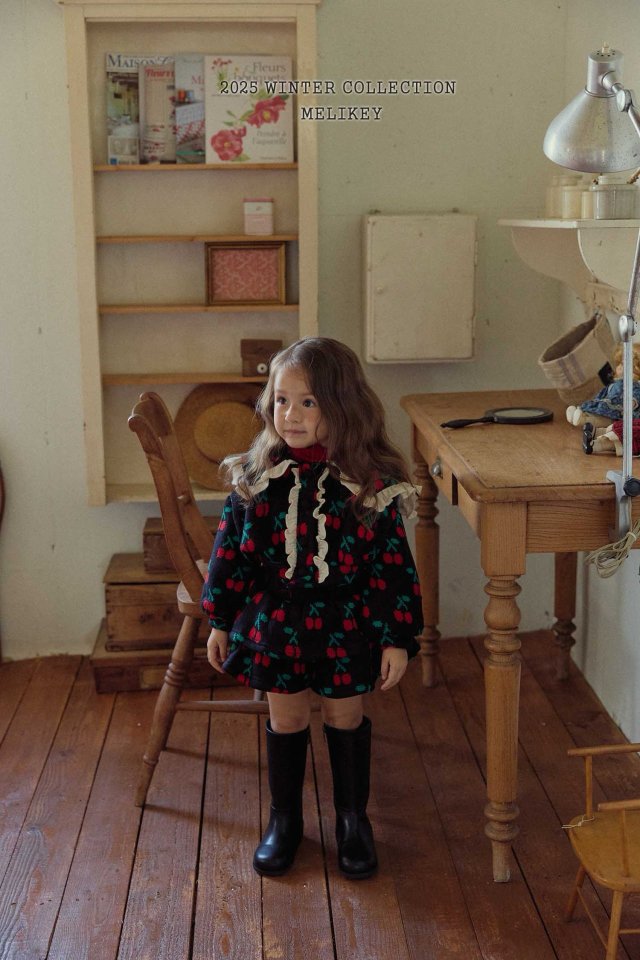 [melikey] Cherry Frill Cardigan_Black