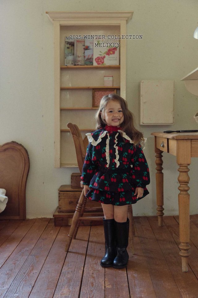 [melikey] Cherry Frill Cardigan_Black