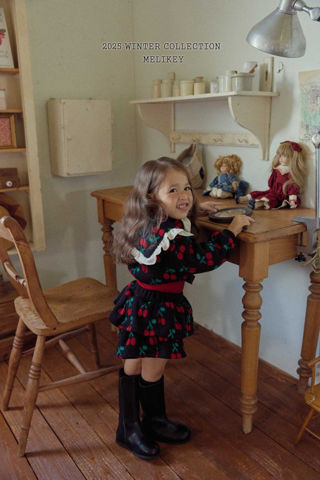 [melikey] Cherry Frill Cardigan_Black