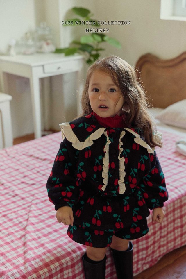 [melikey] Cherry Frill Cardigan_Black