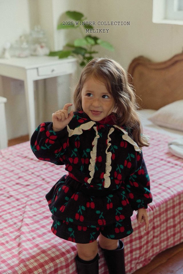 [melikey] Cherry Frill Cardigan_Black