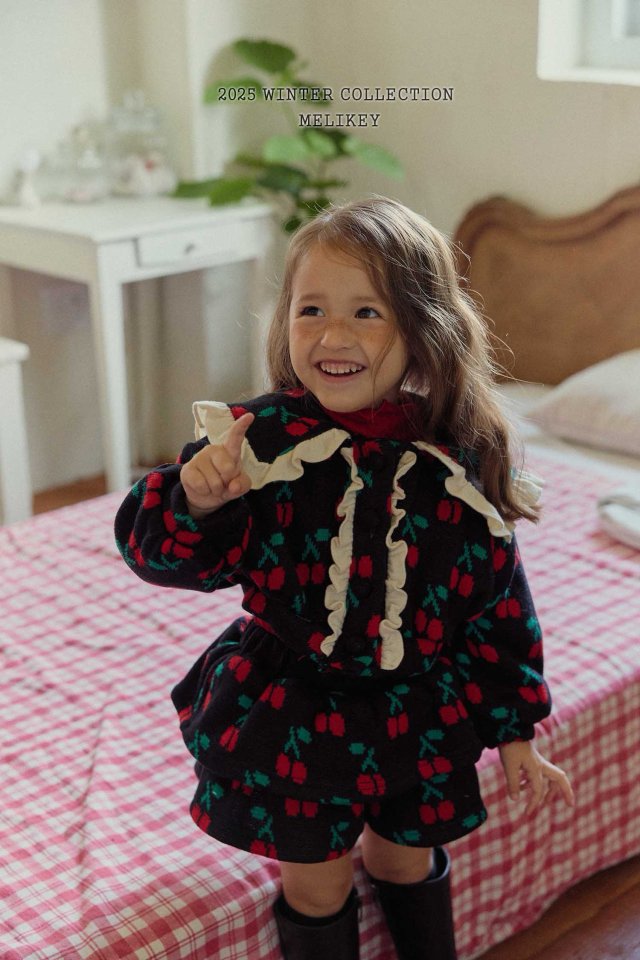 [melikey] Cherry Frill Cardigan_Black