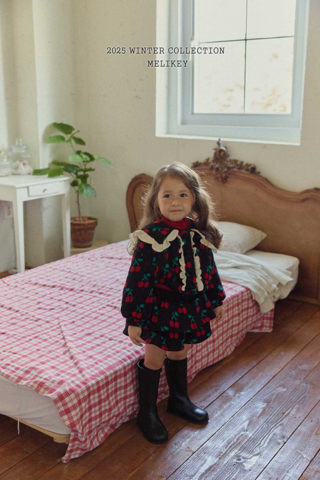 [melikey] Cherry Frill Cardigan_Black