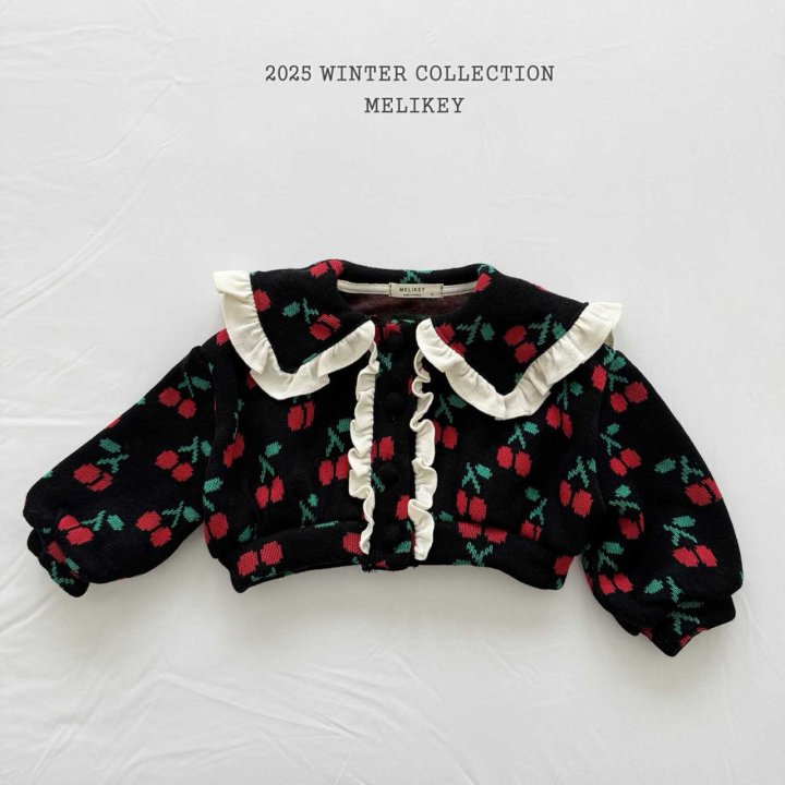 [melikey] Cherry Frill Cardigan_Black