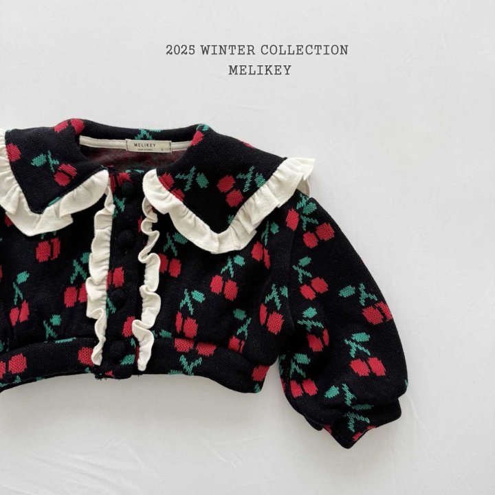 [melikey] Cherry Frill Cardigan_Black