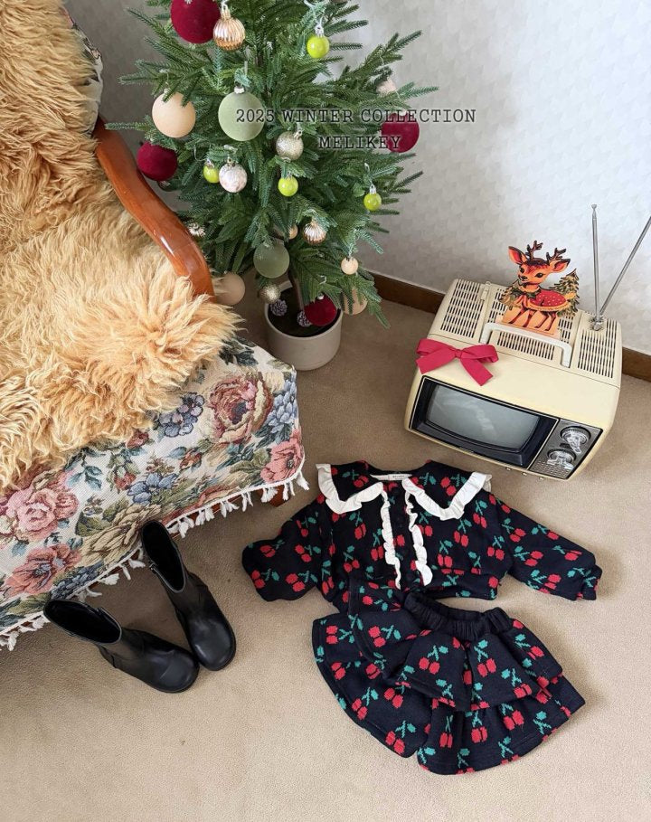 [melikey] Cherry Frill Cardigan_Black