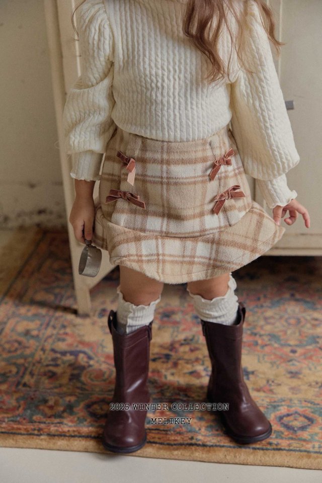 [melikey] Four-Bow Frill Skirt_2colors