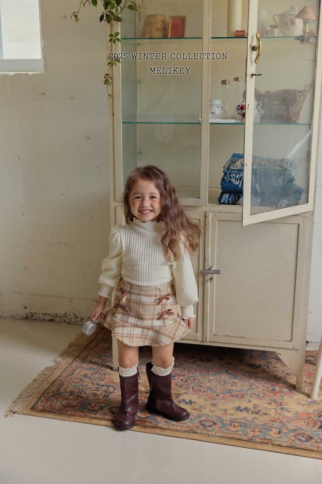 [melikey] Four-Bow Frill Skirt_2colors