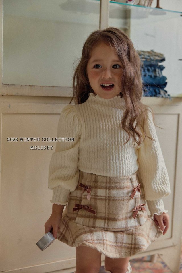 [melikey] Four-Bow Frill Skirt_2colors