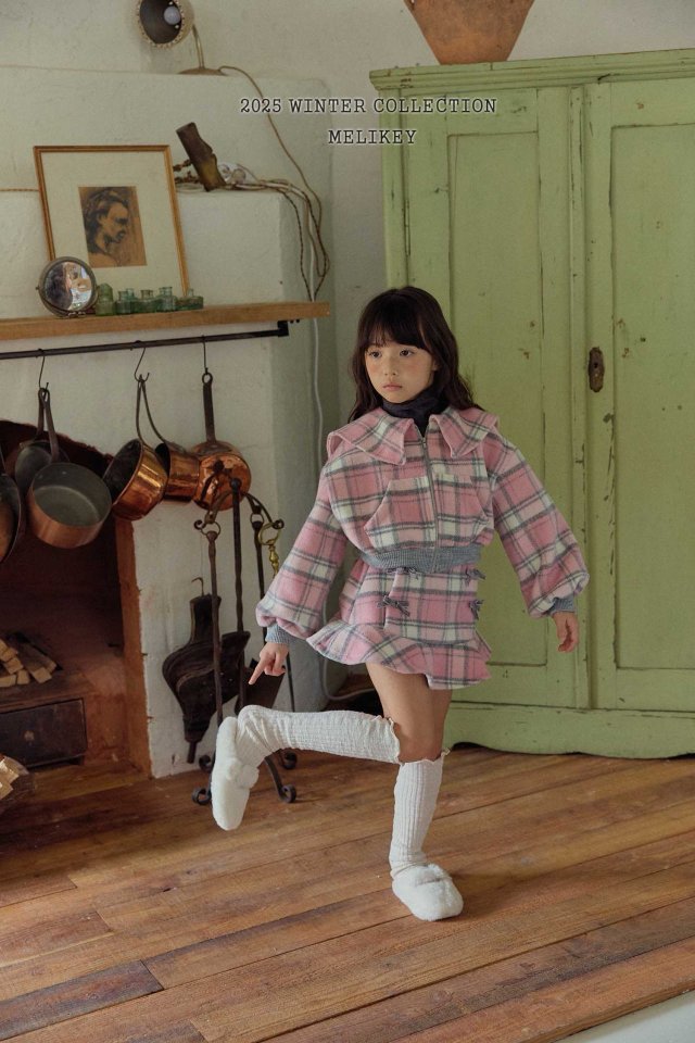 [melikey] Wool Check Collar Zip-Up_2colors