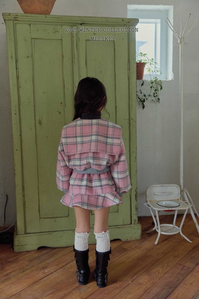 [melikey] Wool Check Collar Zip-Up_2colors