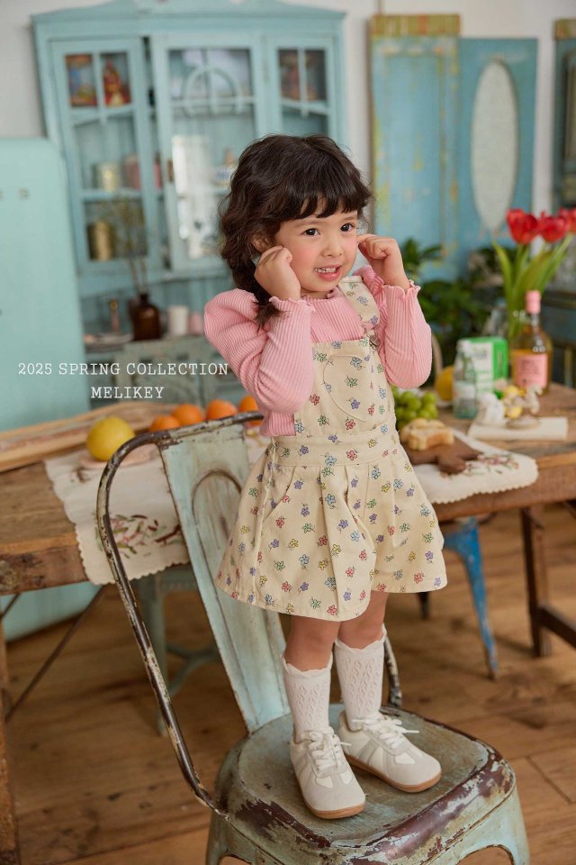 [melikey] Spring Flower Overalls_Cream