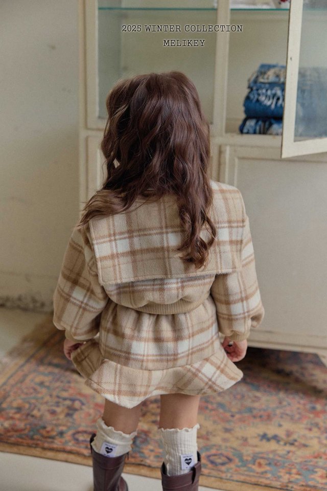 [melikey] Wool Check Collar Zip-Up_2colors