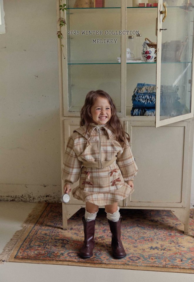 [melikey] Wool Check Collar Zip-Up_2colors